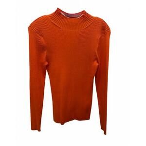 NEW MADISON HILL women's ribbed mock turtleneck sweater in orange spice